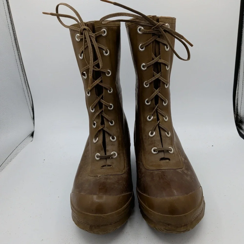 Converse Insulated Rubber Hunting Boots Brown Lace Up Waterproof Mens 8 Vintage